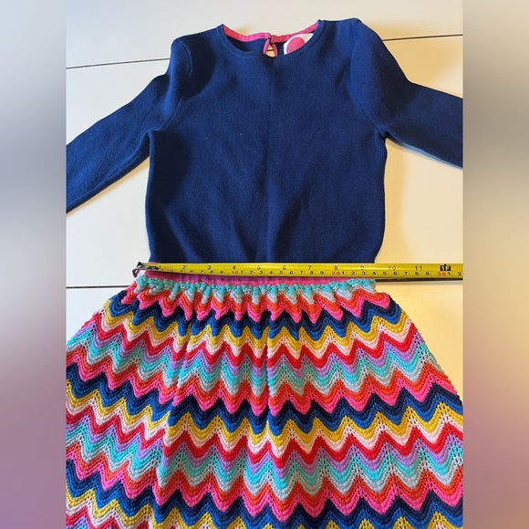 Mini Boden girls 7-8 dress crocheted rainbow navy blue long sleeve - Picture 7 of 8
